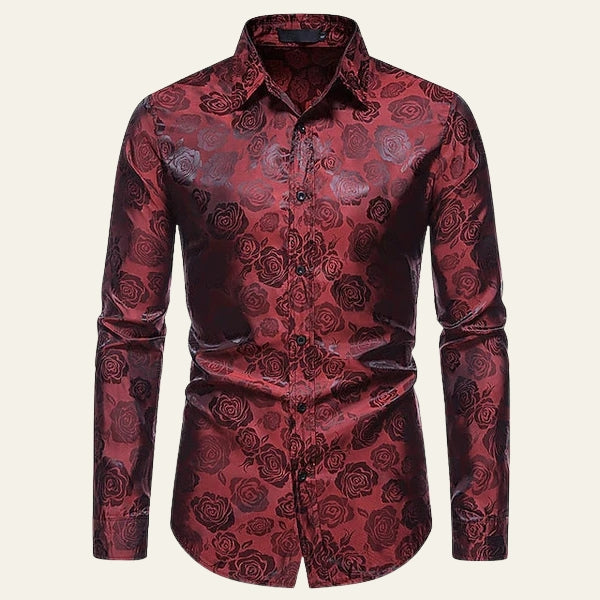Men’s Long-Sleeve Floral Dress Shirt | Gloss Weave
