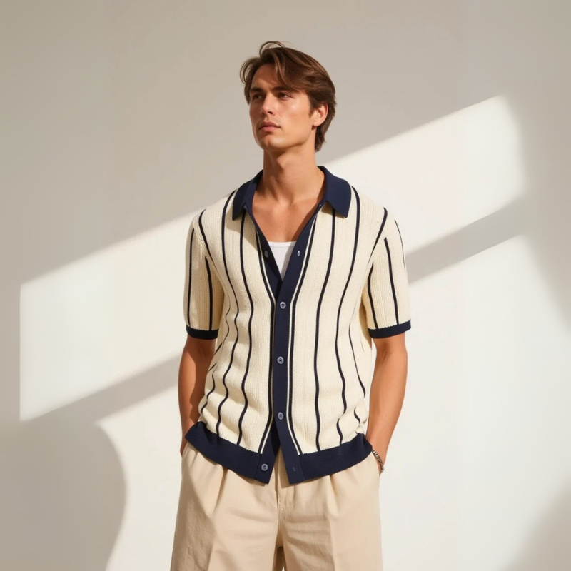 Men’s Ribbed Short-Sleeve Polo | Contrast Trim