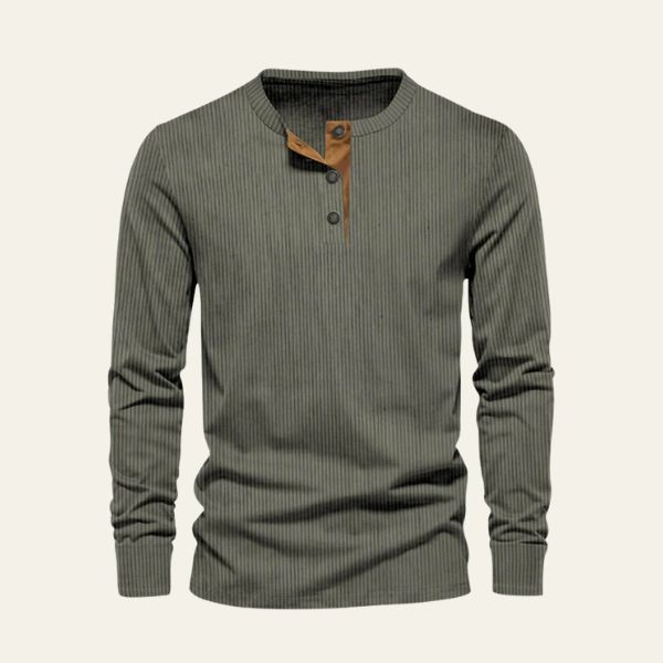 Men’s Corduroy Henley Shirt | Long Sleeve Knit