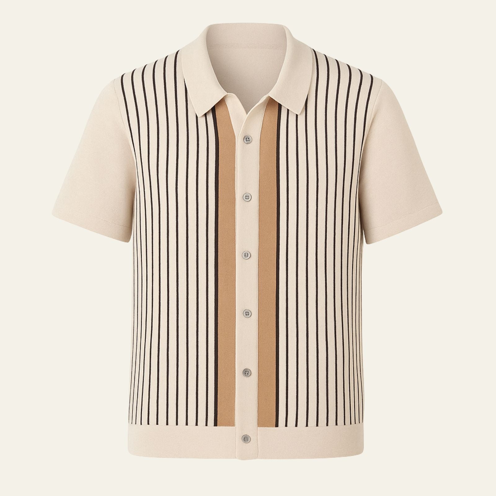 Men’s Vertical Stripe Knit Polo | Short Sleeve