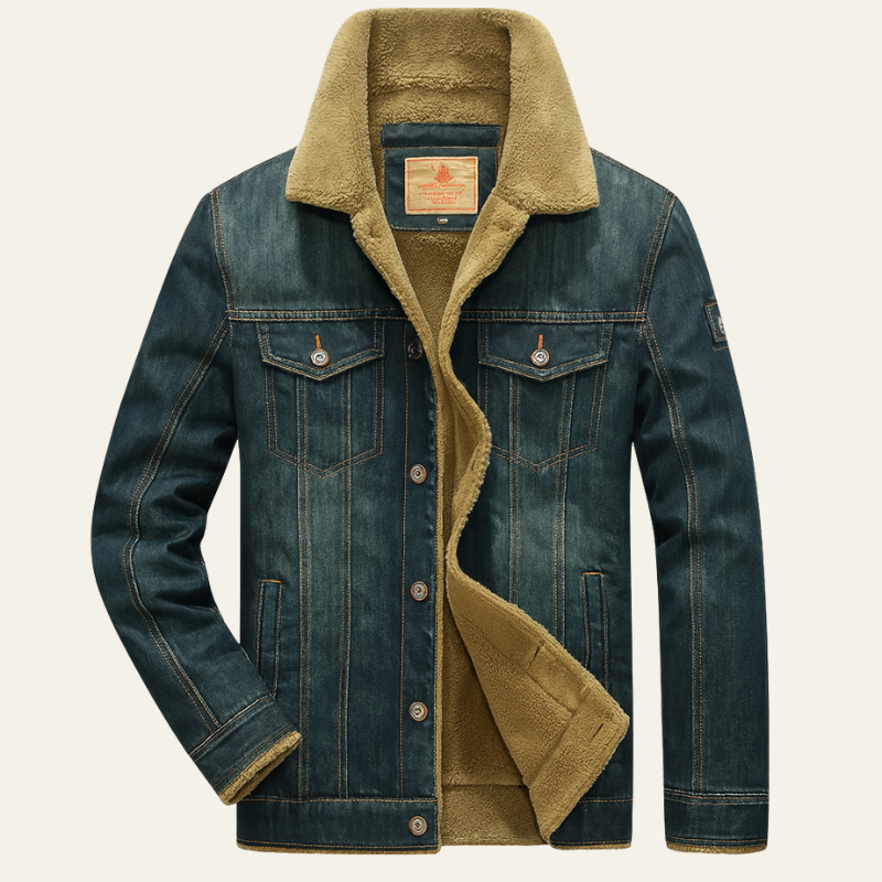 Men’s Shearling Denim Jacket – Lined Fit