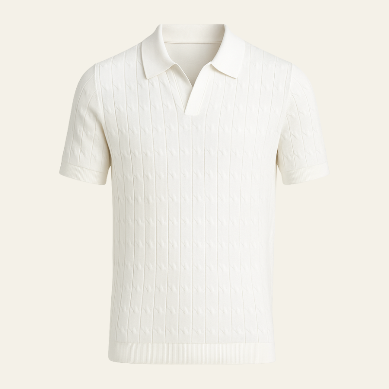 Men’s Textured Knit Polo | Short Sleeve Design