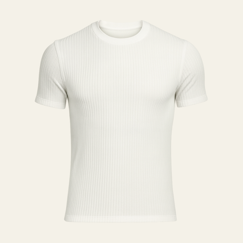 Men’s Ribbed Cotton T-Shirt | Short Sleeve Knit