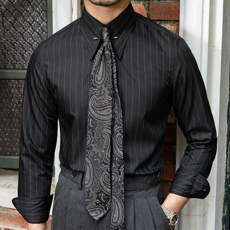 Men’s Pinstripe Dress Shirt | Slim Fit Long Sleeve