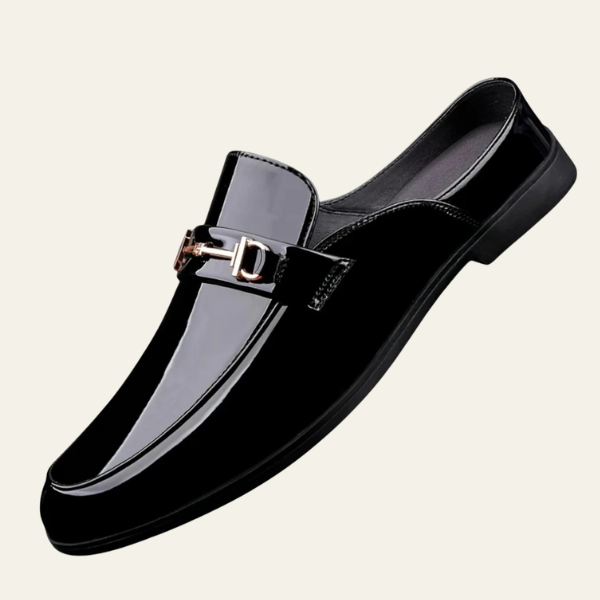 Men’s Dress Loafers | Gloss-Finish Vegan Leather Slip-On Shoes with Buckle